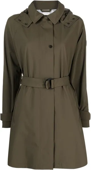 Hooded Belted-Waist Trench Coat