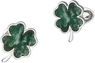 Four-Leaf Clover Green Onyx & Rhodium-Plated Cufflinks