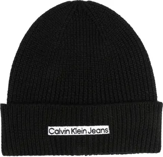 Institutional-patch knit beanie