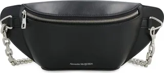 Biker Leather Belt Bag With Logo