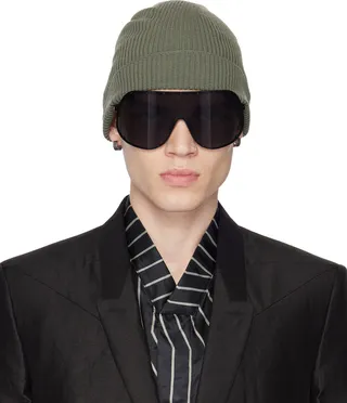 Rick Owens Green Rolled Beanie