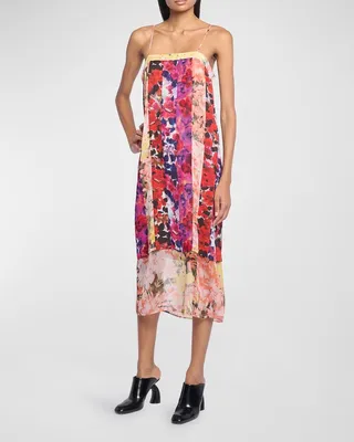 Dastra Floral Patchwork Midi Dress
