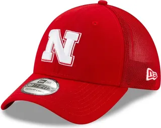 Men's New Era Scarlet Nebraska Huskers Team Mesh 39Thirty Flex Hat