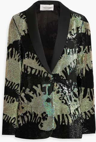 Sequined silk-chiffon blazer