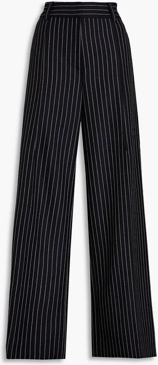 Pinstriped wool and mohair-blend twill wide-leg pants