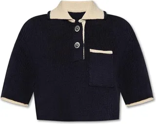 Jacquemus Arco Cropped Knitted Polo Shirt