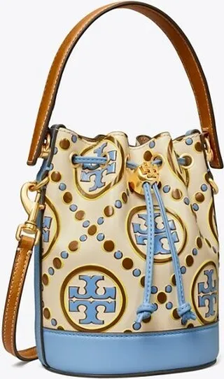 Mini T Monogram Contrast Embossed Bucket Bag