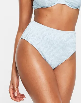 Peek & Beau Exclusive mix and match high waist bikini bottom in baby blue crinkle