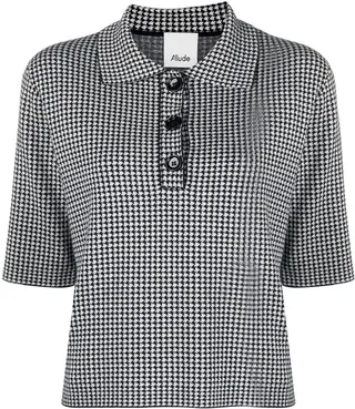 Houndstooth Short-Sleeved Polo Shirt