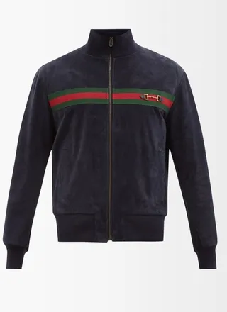 Web-stripe Suede Bomber