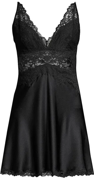 Josie Natori Sleek Lace Detail Silk Chemise