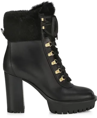 Alaska Leather Fur-Trimmed Boots