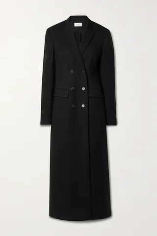 The Row - Evy Double-breasted Wool And Mohair-blend Coat - Black