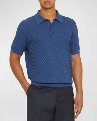Men's Avio Tonal Textured Polo Shirt
