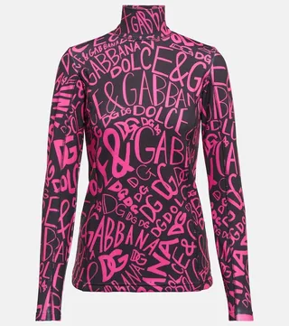 Logo-print turtleneck ski top