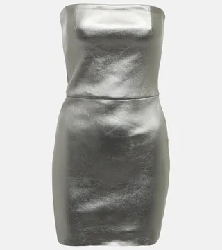 Amina strapless leather minidress