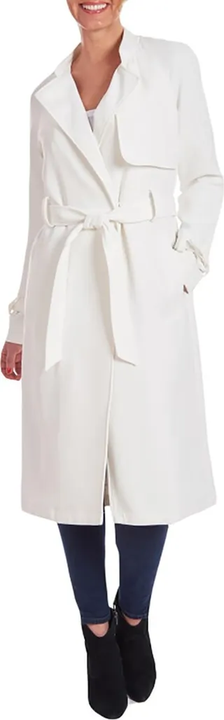 Womens Maxi Crepe Trench Coat