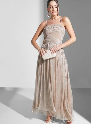Zena Louay Gathered Square Neck Dress