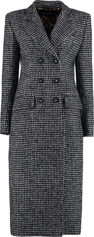 Houndstooth Double-breasted Coat