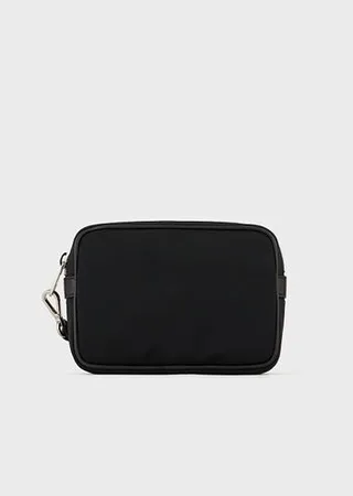 Nylon and pebbled leather pochette