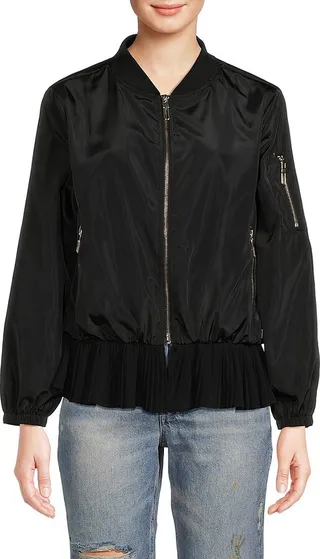 Ruffle Bomber Jacket