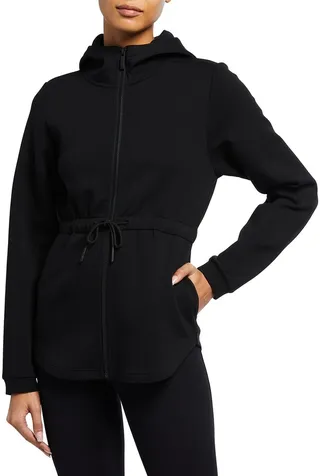 Sofia Drawstring-Waist Hooded Track Jacket