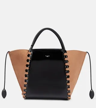Hinge Medium suede and leather tote