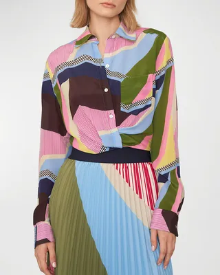 Sunset Tower Cropped Tuck Blouse