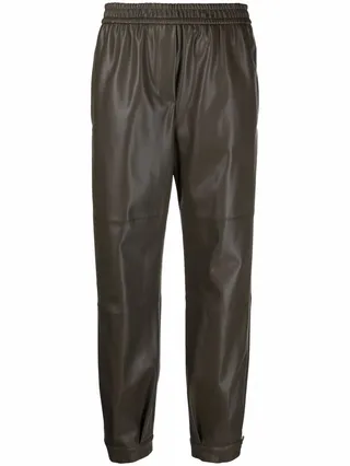 Faux-Leather Slip-On Trousers