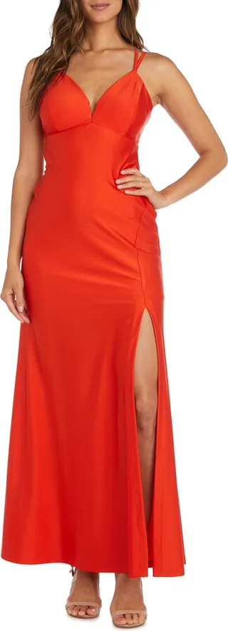 Stretch Satin Evening Gown