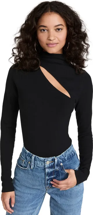 Good American Slit Shoulder Sweater Thong Bodysuit