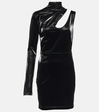 Cutout faux leather minidress