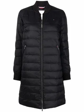 Logo-Patch Mid-Length Padded Coat