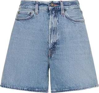 High rise cotton denim shorts