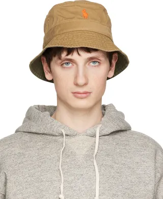 Polo Ralph Lauren Tan Embroidered Bucket Hat