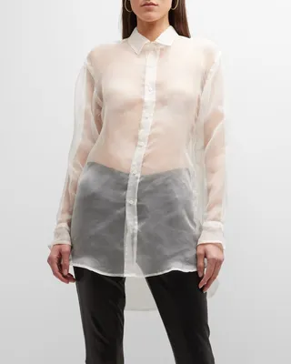 Oversized Silk Shirt with Pocket
