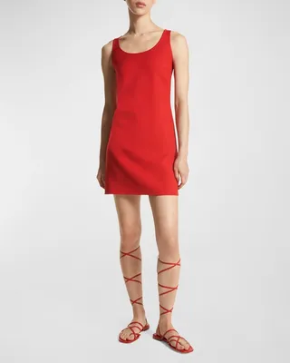 Crepe Wool Mini Shift Dress