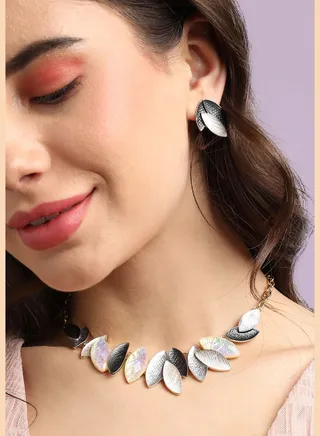 Gold Plated Designer Party Wear Necklace and Earring Set For Women