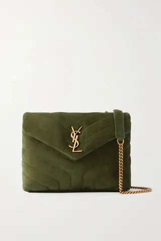 SAINT LAURENT - Loulou Small Quilted Suede Shoulder Bag - Green