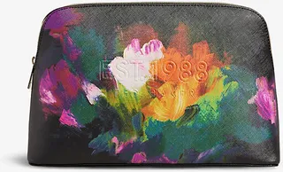 Black Peracon Brush-stroke Logo-debossed Faux-leather Washbag