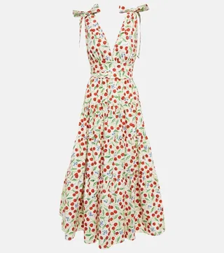 Printed cotton-blend midi dress