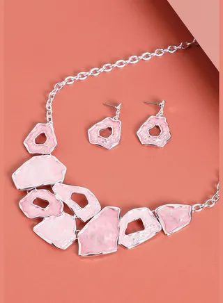 Silver Plated Designer Party Wear Necklace and Earring Set For Women