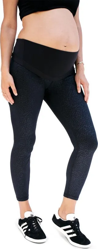 Maternity Ingrid & Isabel Leopard Print Active Leggings with Crossover Panel Black XS