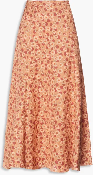 Pascaline floral-print twill midi skirt