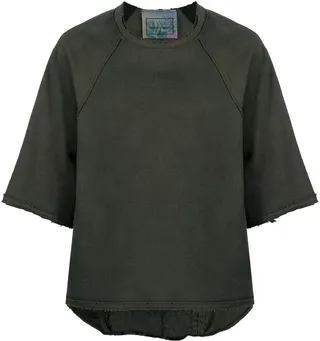 patchwork three-quarter sleeve T-shirt