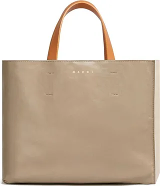 Logo Print Leather Shoulder Bag