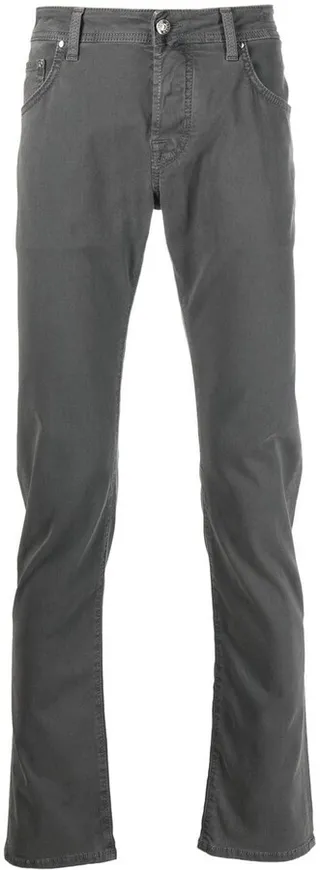 Scarf-Detail Five-Pocket Slim-Cut Trousers