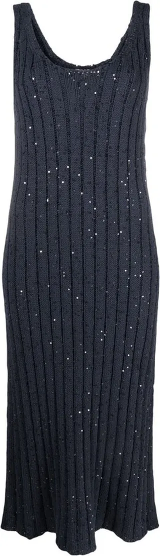 Sequin-Embellished Knitted Midi Dress