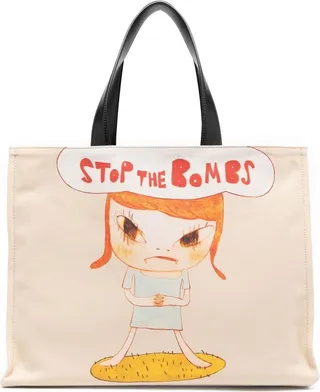 Stop the Bombs-print tote bag