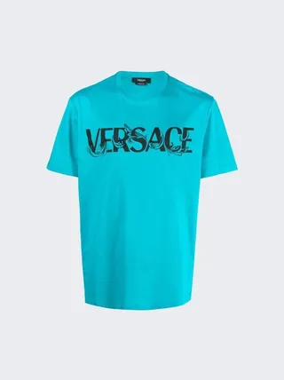 Barocco Silhouette Logo T-shirt Turquoise